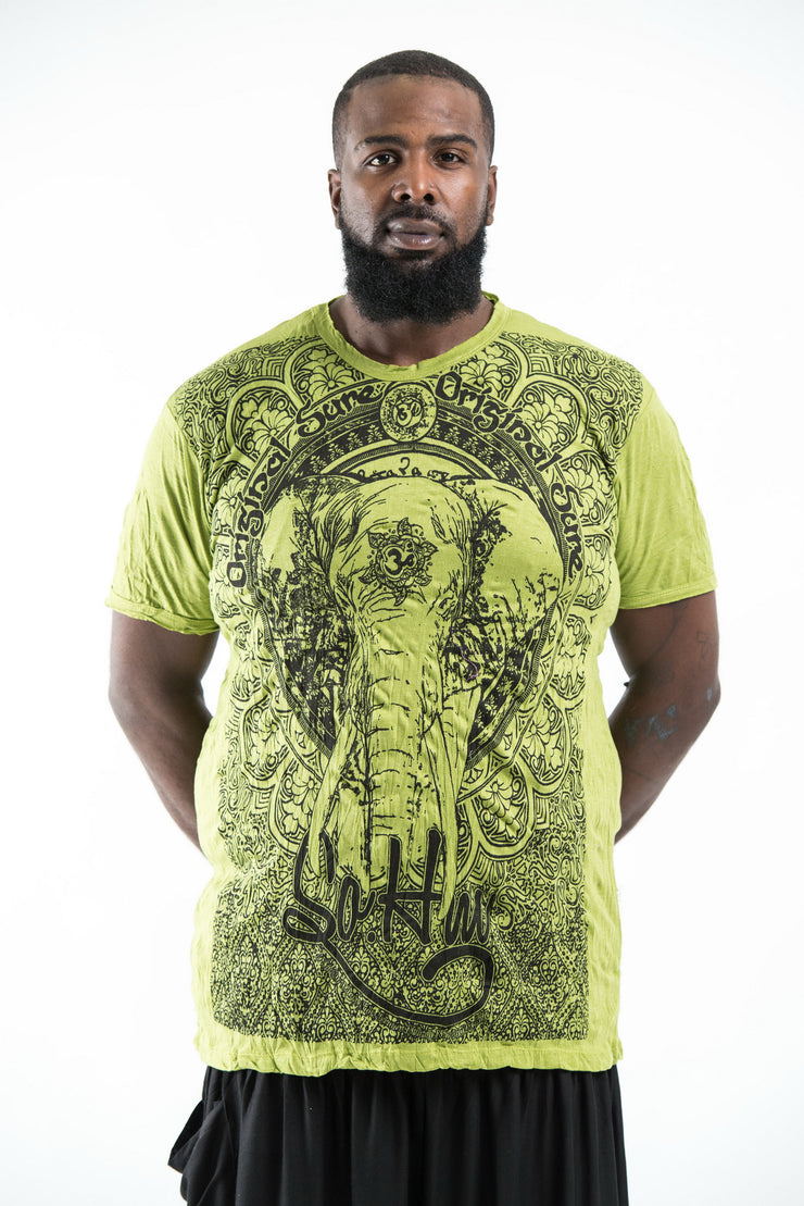 Plus Size Mens Wild Elephant T-Shirt in Lime