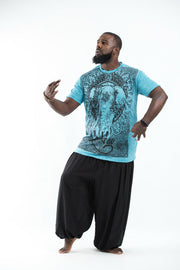 Plus Size Mens Wild Elephant T-Shirt in Turquoise