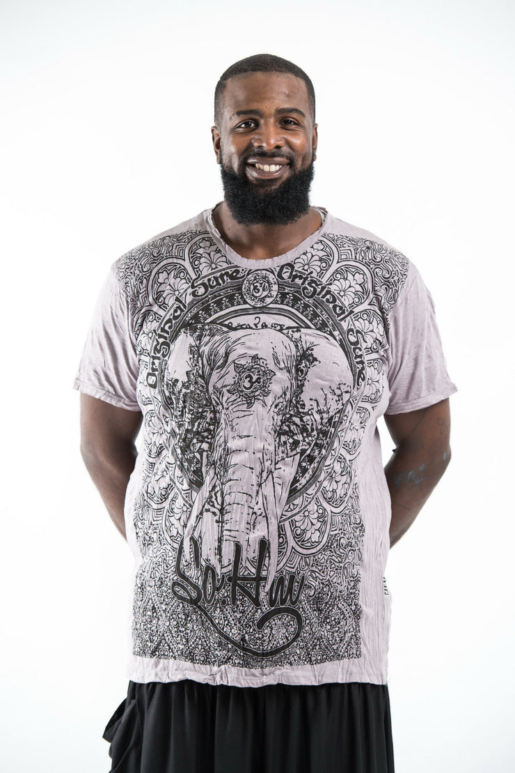 Plus Size Mens Wild Elephant T-Shirt in Gray