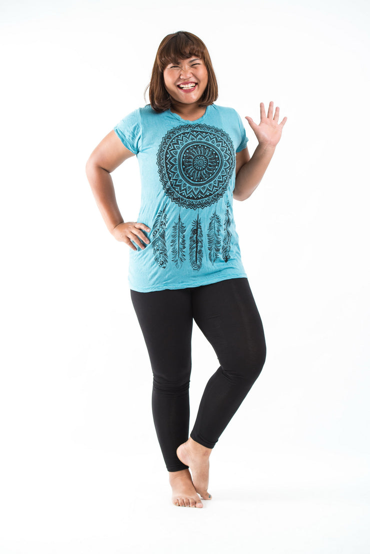 Plus Size Womens Dreamcatcher T-Shirt in Turquoise