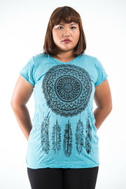 Plus Size Womens Dreamcatcher T-Shirt in Turquoise