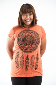 Plus Size Womens Dreamcatcher T-Shirt in Orange