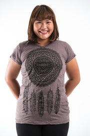 Plus Size Womens Dreamcatcher T-Shirt in Brown