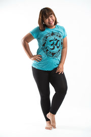 Plus Size Womens Infinitee Om T-Shirt in Turquoise