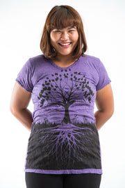 Plus Size Womens Tree of Life T-Shirt in Purple