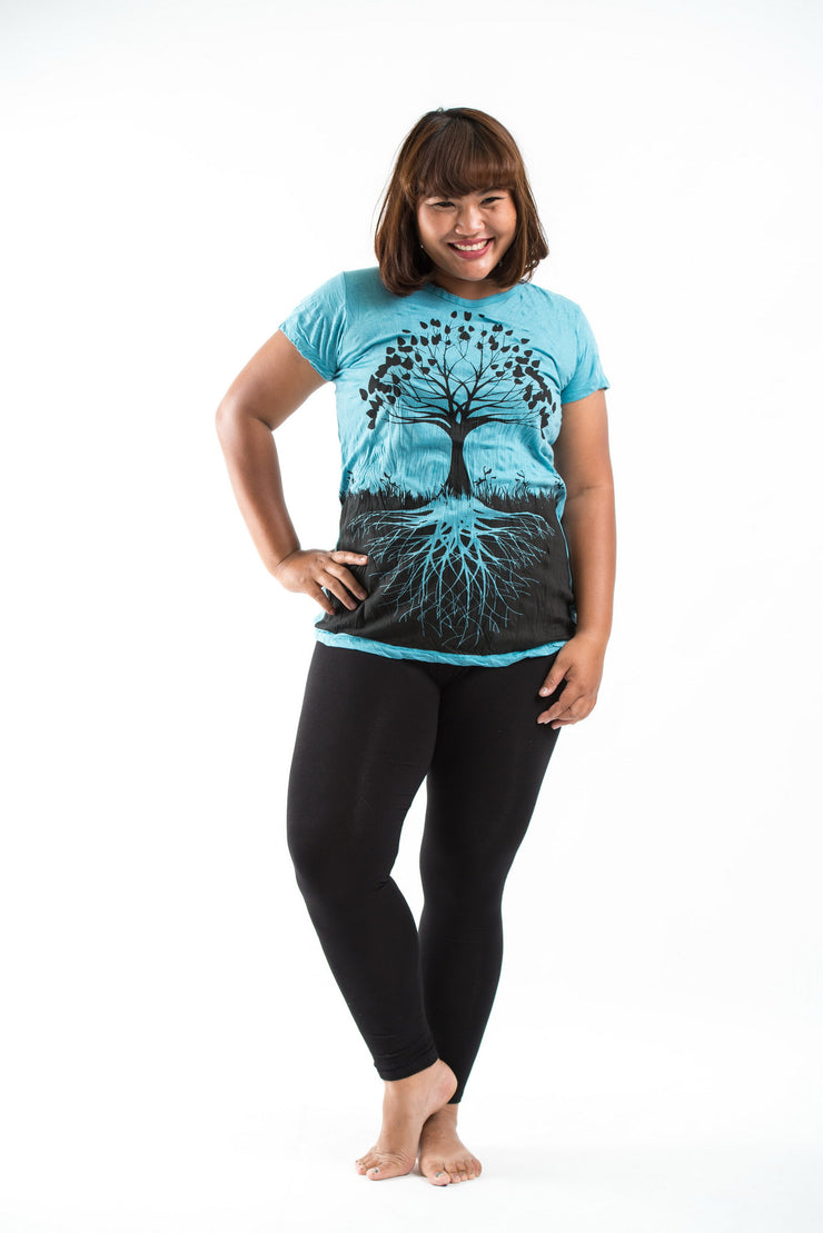 Plus Size Womens Tree of Life T-Shirt in Turquoise