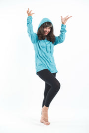 Unisex Solid Color Hoodie in Turquoise