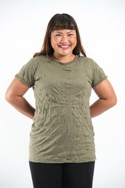 Plus Size Womens Solid Color T-Shirt in Green