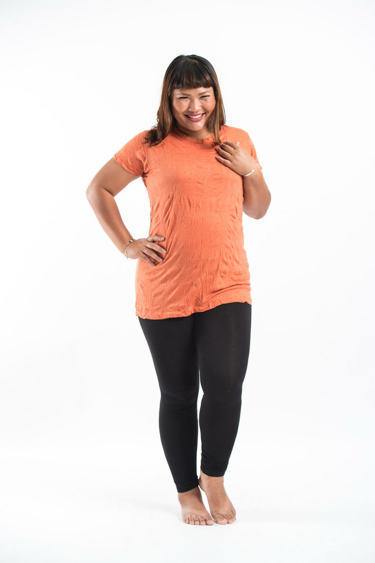 Plus Size Womens Solid Color T-Shirt in Orange