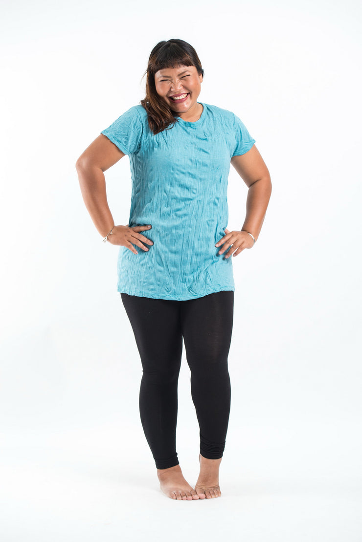 Plus Size Womens Solid Color T-Shirt in Turquoise