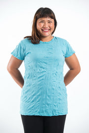 Plus Size Womens Solid Color T-Shirt in Turquoise