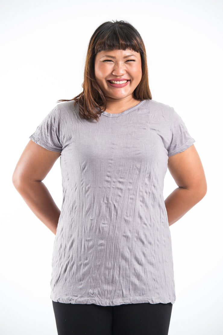 Plus Size Womens Solid Color T-Shirt in Gray