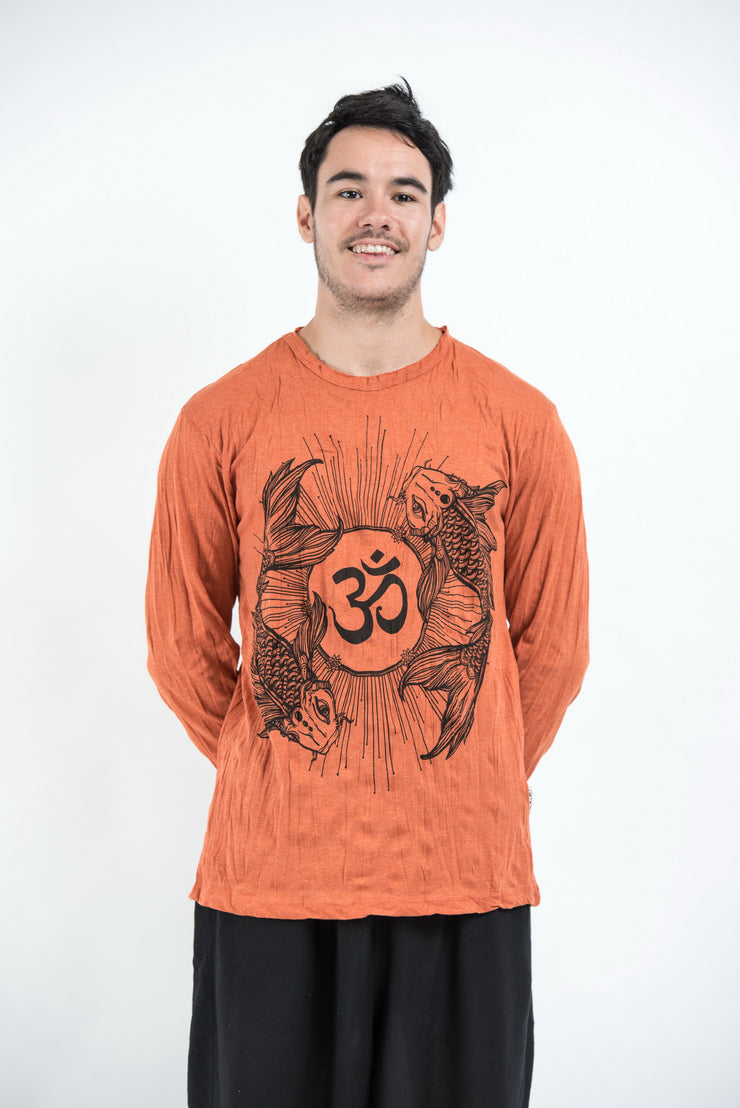 Unisex Om and Koi Fish Long Sleeve T-Shirt in Orange