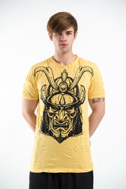Mens Kabuto Samurai Mask T-Shirt in Yellow