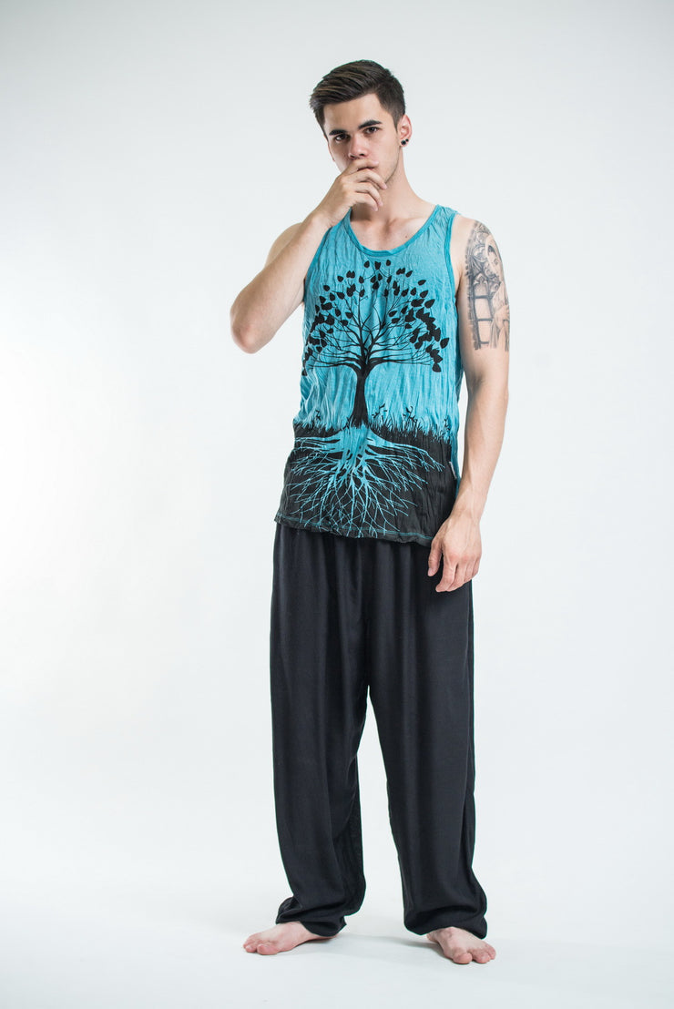 Mens Tree of Life Tank Top in Turquoise