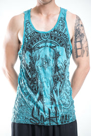 Mens Wild Elephant Tank Top in Turquoise