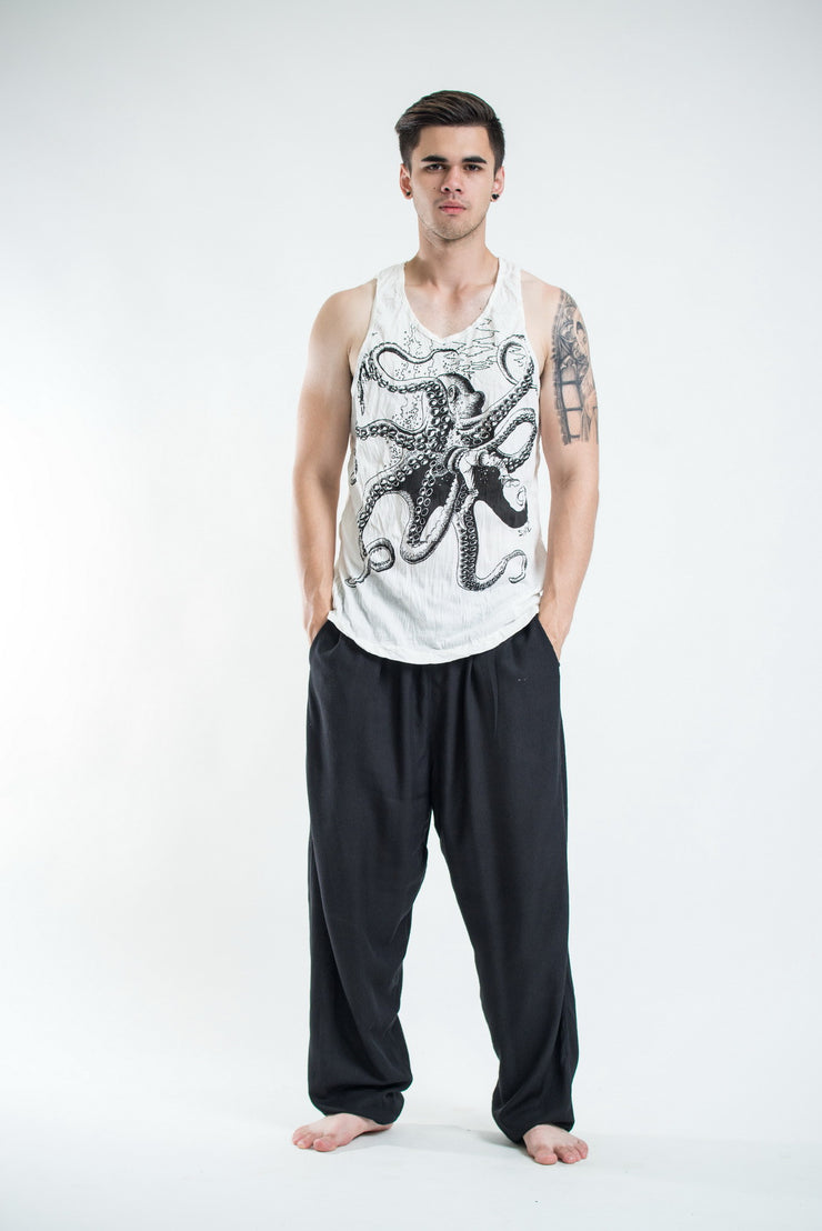 Mens Octopus Tank Top in White