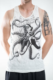 Mens Octopus Tank Top in White