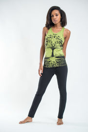 Womens Tree of Life Tank Top in Lime