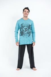 Unisex Om and Koi Fish Long Sleeve T-Shirt in Turquoise