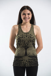 Womens Tree of Life Tank Top in Green