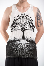 Mens Tree of Life Tank Top in White