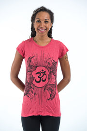 Womens Om and Koi Fish T-Shirt in Red