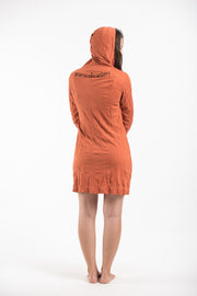 Womens Celtic Tree Hoodie Dress in Orange