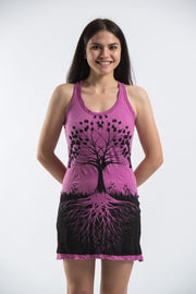 Womens Tree of Life Tank Dress in Pink