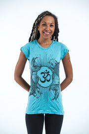 Womens Om and Koi Fish T-Shirt in Turquoise