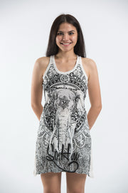 Womens Wild Elephant Tank Dress in White
