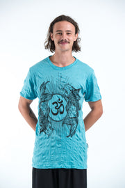 Mens Om and Koi Fish T-Shirt in Turquoise