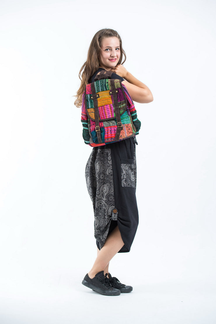 Hmong Hill Tribe Embroidered Patchwork Rainbow Backpack