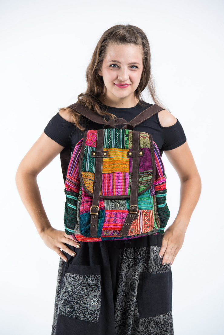 Hmong Hill Tribe Embroidered Patchwork Rainbow Backpack