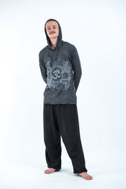 Unisex Om and Koi Fish Hoodie in Silver on Black
