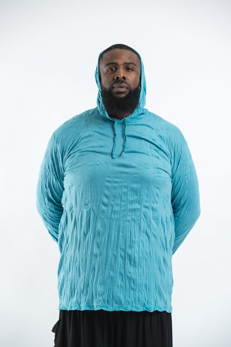 Plus Size Unisex Solid Color Hoodie in Turquoise