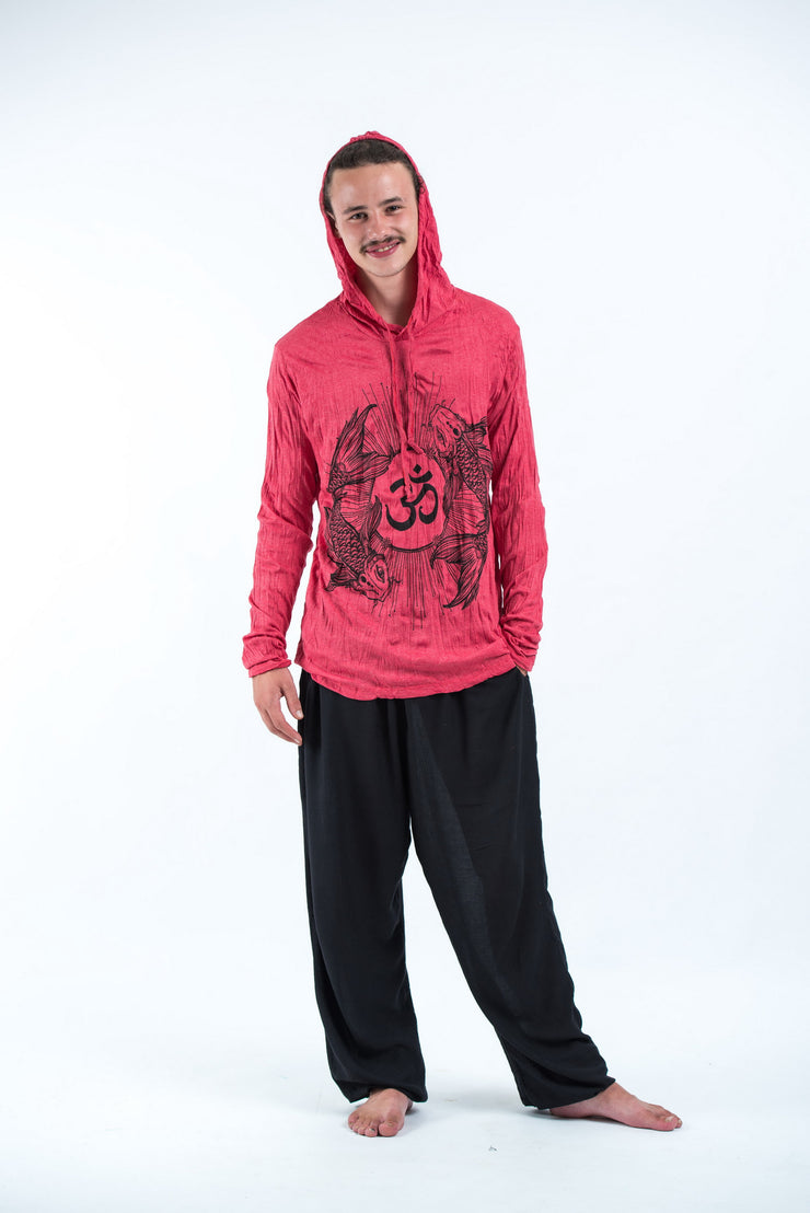 Unisex Om and Koi Fish Hoodie in Red