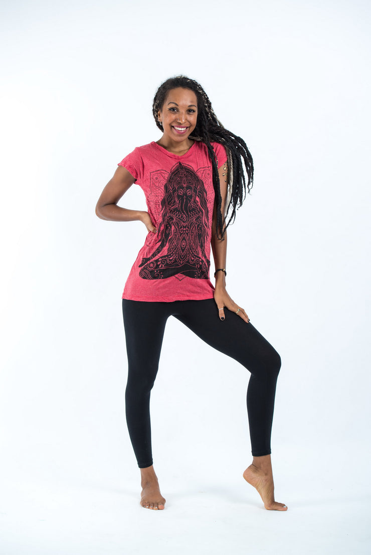 Womens Ganesh Mantra T-Shirt in Red