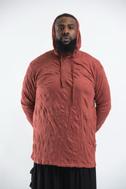 Plus Size Unisex Solid Color Hoodie in Brick