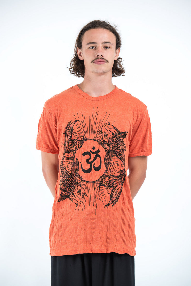 Mens Om and Koi Fish T-Shirt in Orange