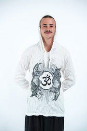 Unisex Om and Koi Fish Hoodie in White