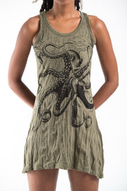 Womens Octopus Tank Dress in Green