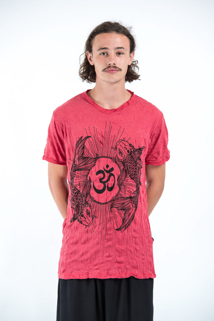 Mens Om and Koi Fish T-Shirt in Red