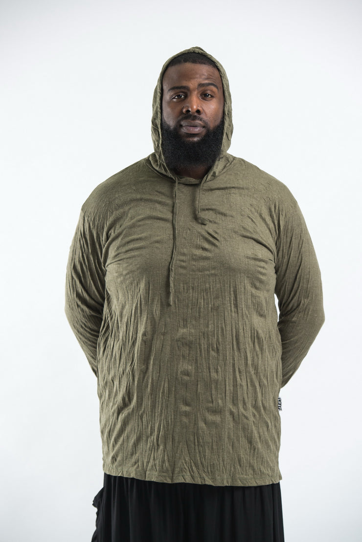 Plus Size Unisex Solid Color Hoodie in Green