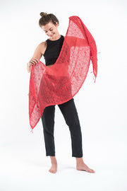Thai Hand Woven Cotton Shawl Scarf in Red