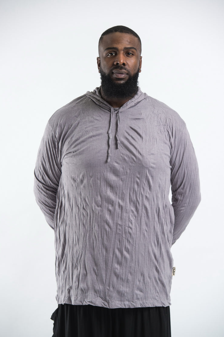 Plus Size Unisex Solid Color Hoodie in Gray