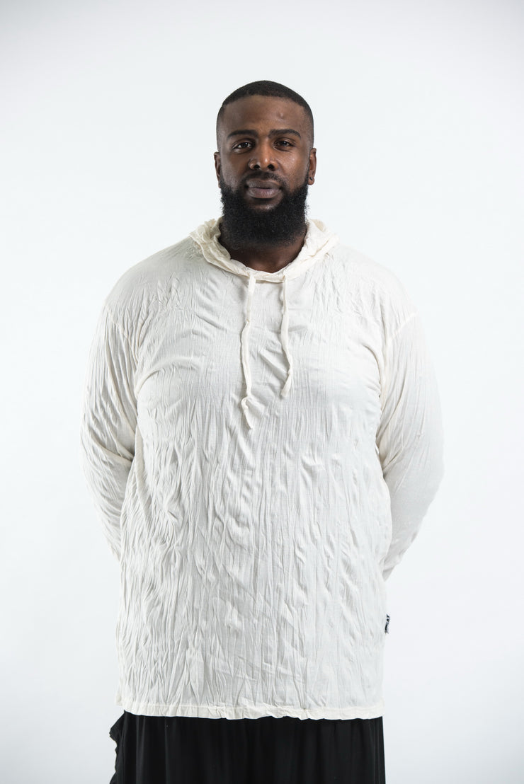 Plus Size Unisex Solid Color Hoodie in White
