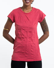 Womens Solid Color T-Shirt in Red