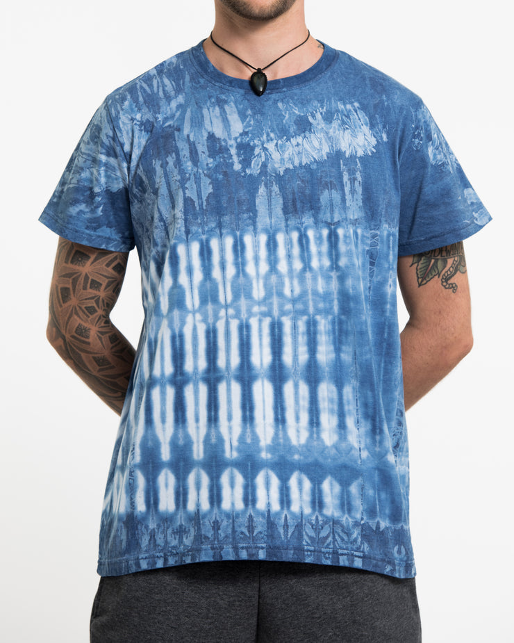 Unisex Vertical Stripes Indigo Tie Dye T-Shirt
