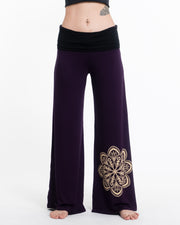 Mandala Spandex Wide Leg Palazzo Pants in Purple